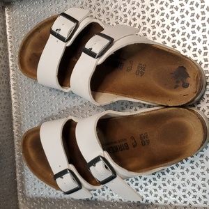 Birkenstock White Arizona Two-Strap Sandals